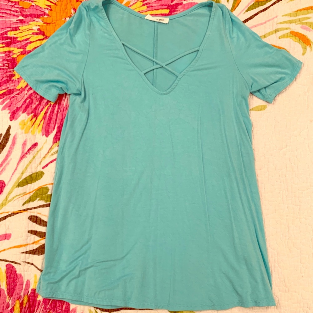 Super soft teal v neck t shirt